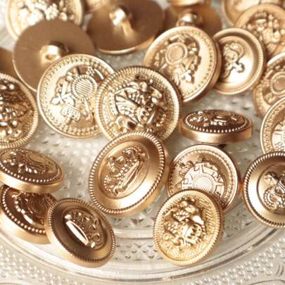 10/20pcs Gold-Colored Decorative Buttons, Patterned & Plastic Handmade Buttons For High-End Coats, Woolen Windbreakers, Suits, Knitted Sweater Diy