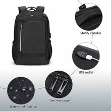 Mochila Viaje Cabina Avion 40x20x30cm Mochila Portatil 15.6" Hombre Grande Mochila Antirrobo Mujer Impermeable Maletas Equipaje de Mano Mochila Escolar - Negro - Ver 4