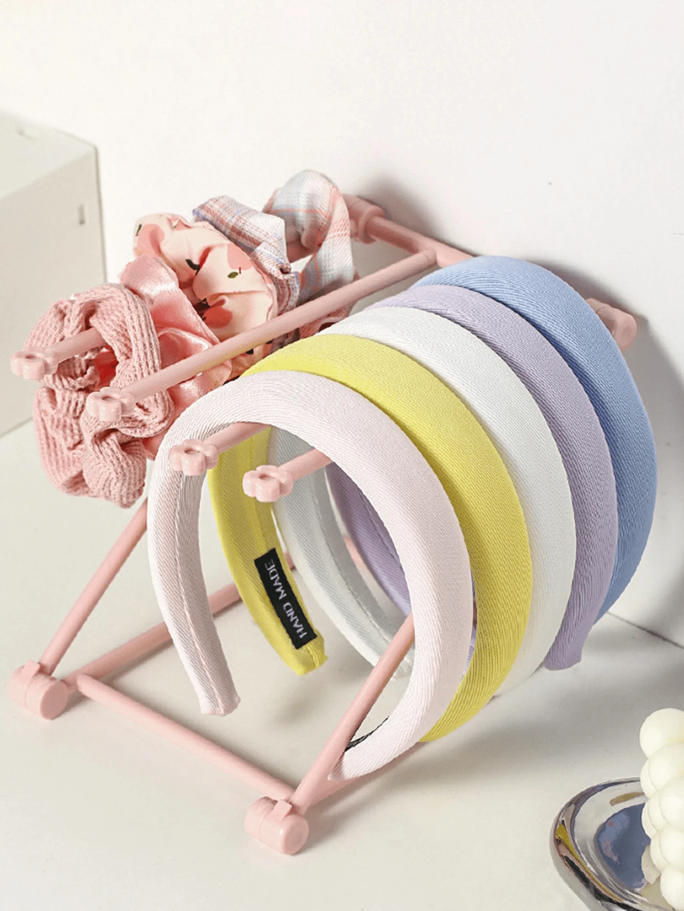 1入摺疊式頭帶收納架，粉色塑料髮帶展示架 - 粉色 - 查看 1