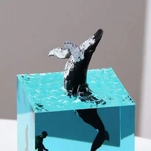1pc Ocean Resin Whale | Killer Whale | White Whale | Shark | 5cm Cube Ornament | Twelve Zodiac Animal Whale | Birthday Gift | Bedside Table Decor | Night Light | Shark Decoration | Novel Valentine's Day Gift For Bedroom | Ocean Whale Crystal Resin Light Decoration, Some Parts Random Pattern - Multicolor - View 7