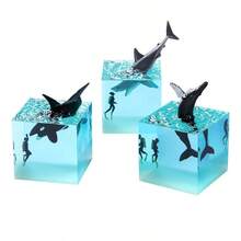 1pc Ocean Resin Whale | Killer Whale | White Whale | Shark | 5cm Cube Ornament | Twelve Zodiac Animal Whale | Birthday Gift | Bedside Table Decor | Night Light | Shark Decoration | Novel Valentine's Day Gift For Bedroom | Ocean Whale Crystal Resin Light Decoration, Some Parts Random Pattern - Multicolor - View 8