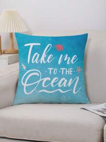 4 Stücke/set Buchstabe & Strandszenerie Kissenbezüge, Moderner Stil Samt Druck Kissenbezug, Heimdekoration Ohne Füllung, Geeignet Für Sofa/schlafzimmer