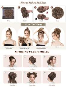 Lớn Lộn xộn tóc búi Dợn sóng Quăn Dây buộc tóc Sợi tổng hợp Chignon Tóc đuôi ngựa Dày Tóc lên Miếng tóc giả Đối với phụ nữ ( Dợn sóng , Quăn , Nâu ) - màu nâu - Xem 9