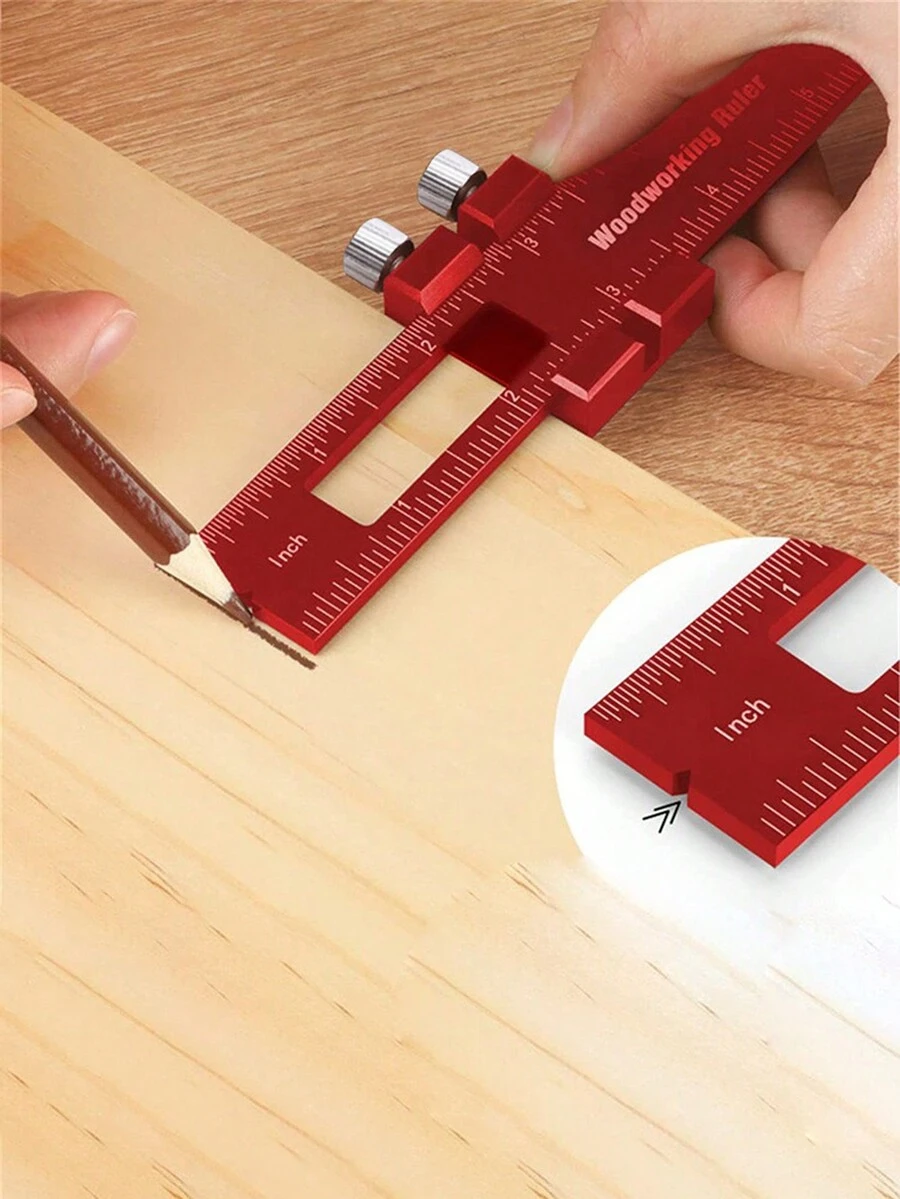 1 Miếng Đa chức năng Chế biến gỗ Hình chữ T Thước đo - Đỏ - Xem 1