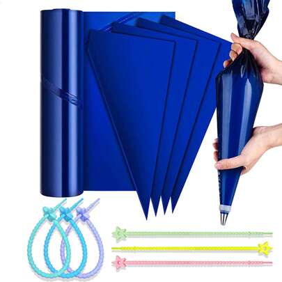 22或50入組一次性裝飾袋,16英寸和21英寸大型糕點袋,防爆加厚裝飾蛋糕奶油裝飾袋,可用於裝飾蛋糕,蛋糕杯,餅乾和霜(藍色)