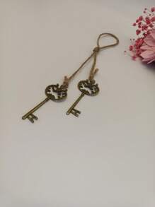 1pc Alloy Keychain With Rope Decoration Pendant,Home Decor ,Room Decor,Wall Decor - Bronze - View 5