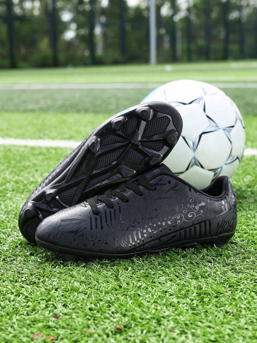 Men's Black Soccer Shoes Ag/Sg Studs Turf Football Cleats / Rugby Shoes - Black - View 1