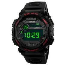 Honhx 1 Pieza Reloj Deportivo Para Niños Con Correa De Goma Y Esfera Digital Redonda. Adecuado Para La Vida Diaria, Ideal Como Regalo Para Parejas/festival - Rojo - Ver 2