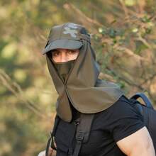 1pc Men's Foldable Waterproof Sun Hat With Neck Face Protection, Removable Mask, And Baseball Cap For Hiking, Climbing, Hunting, Fishing And Other Outdoor Activities