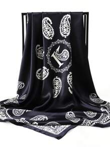 Boho 1pc Fashionable Women Scarf Vintage Print Shawl Bandana Beautiful Accessory Lady Scarf Neckwear - Black and White - View 5