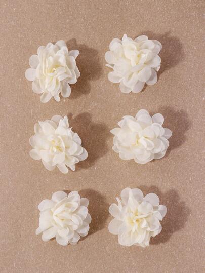 6pcs Super Sweet & Lovely Fabric Flower Decorated Hair Clips Boho Valentine's Day Valentines Claw Clips Hair Claws Hair Barrettes, School Stuff, Vacation Outfits Woman, Hair Accessories, Head Accessories, Hairpin