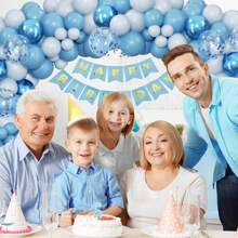 157pcs Blue Balloon Garland Arch Kit, Including Metallic Blue/Baby Blue/Macaron/Light Blue/Confetti Balloon, For Birthday Party, Wedding, Graduation Decoration, Christmas - Multicolor - View 3