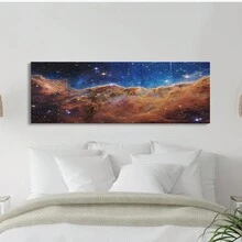 1入組無框太空望遠鏡飛船基地星雲宇宙峭壁星星誕生畫布太空藝術銀河風景油畫客廳門廊裝飾畫 - 彩色 - 查看 3