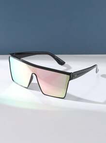 超大镜框彩色镜片 Y2k 太阳镜塑料时尚经典装饰户外、旅行、海滩、度假紫外线防护眼镜街头太阳镜海滩太阳镜女士海滩配饰太阳镜太阳镜遮阳基本款和适合毛衣牛仔裤运动裤连帽衫夹克连衣裙和长袖衬衫的时尚遮阳优雅装扮家庭出游旅行度假夏季海滩度假、户外、旅行 - 黑色 - 查看 4