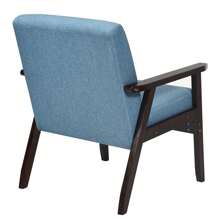 Gymax Wooden Upholstered Accent Chair Fabric Armchair Home Office