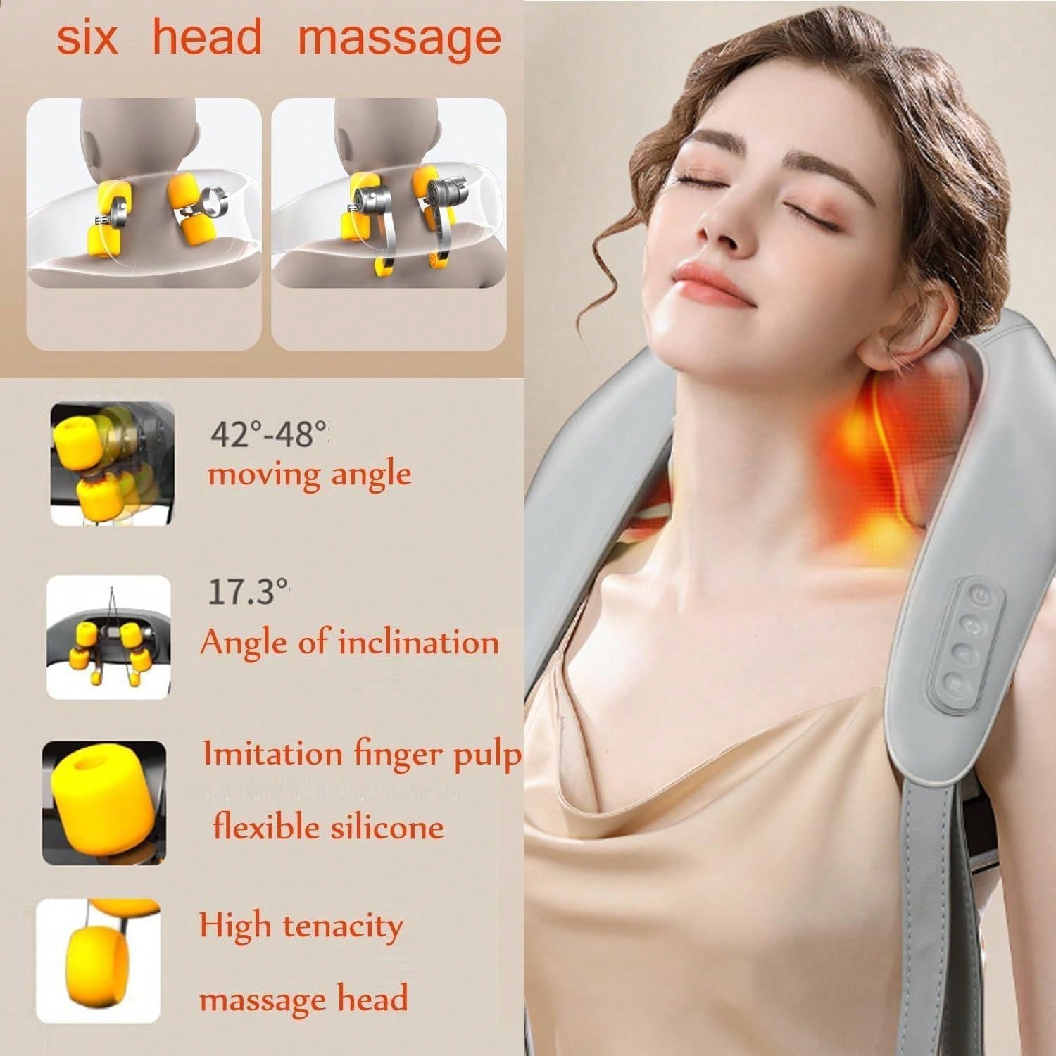 Rechargeable Neck And Shoulder Heat Massager Deep 8D Tissue Kneading