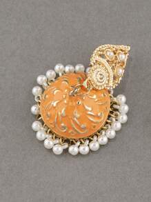 1pair Style Oil Drop Bell Shaped Earrings - Orange - View 4