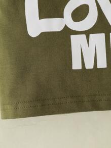 嬰兒男童卡其字母短袖上衣和迷彩褲休閒套裝 - 軍綠色 - 查看 5