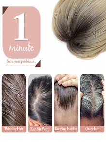 Hair Topper 12 Inch Hair Toppers For Women With Thinning Hair 6.5"X6.5" Large Base Synthetic Hair Topper With Bangs Fiber Wiglets Ladies - Ombre - View 6