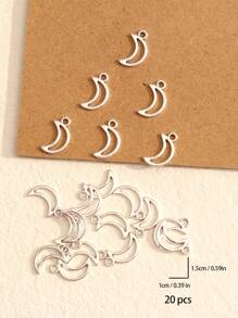 20 cái Rỗng Mặt trăng Hình dạng Tinh tế Đồ trang sức DIY Mặt dây chuyền - Bạc - Xem 3