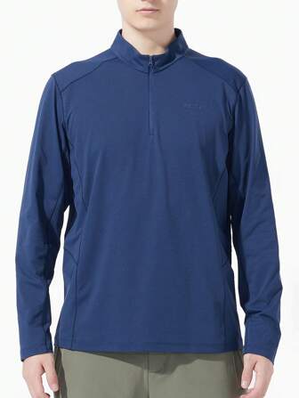 TECTOP Boyfriend Style Men T-Shirts Quick Dry Long Sleeve 1/4 ZIP Neck Athletic Workout Dry Fit Performance Sports Wicking Running Top Gym Athletic