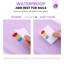 Saviland Reposamanos para uñas – Reposabrazos de uñas morado, cojín de mano, accesorios para decoración de uñas, cojín de reposabrazos de manicura antideslizante, accesorios tecnológicos para uñas, mesa de uñas para manicura casera - Morado - Ver 4