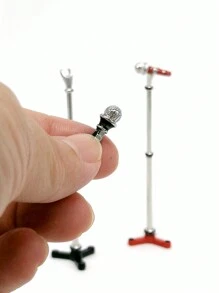 1 Stück Puppenhaus Miniatur Metall Mikrofon mit Ständer, 1:12 Maßstab Miniatur Replik Musik Dekorations Ornament Fischaugen Spiegel, Miniatur Puppenhaus Zubehör, Miniatur Telefon - Puppenhauszubehör - Übersicht 2