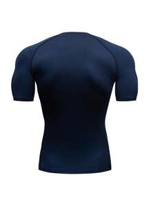 2pcs/Set Boyfriend Style Men's High Stretchy Tight-Fitting Solid Quick-Drying Short Sleeve Sports Training T-Shirts, Running Clothes