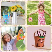 Canasta Pascua para Niños, Juego de 2 Bolsas de Pascua, Canasta para Conejos de Pascua, Cesta de Fieltro de Pascua Decoracion, Cestas de Regalo para Niños, Regalos de Fiesta de Pascua - Conejo - Ver 5