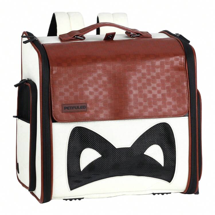 FULED Dog /Cat Carrier Backpack ,Expandable Leather Pet Travel Portable Bag Carrier For Cat And Small Dog Home & Outdoor, Quality PU Leather Dog Bag, Collapsible Portable Pet Carrier Handbag For Travel Walking Hiking. - Red and White - View 13