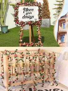 1pc 7.5ft Garlands & Vine Suitable For Room Hanging, Artificial Rose Vine For Wedding Anniversary Birthday Wall Arch Decoration, Spring Pink Flowers, Valentine Day, Gift,Fake Plants