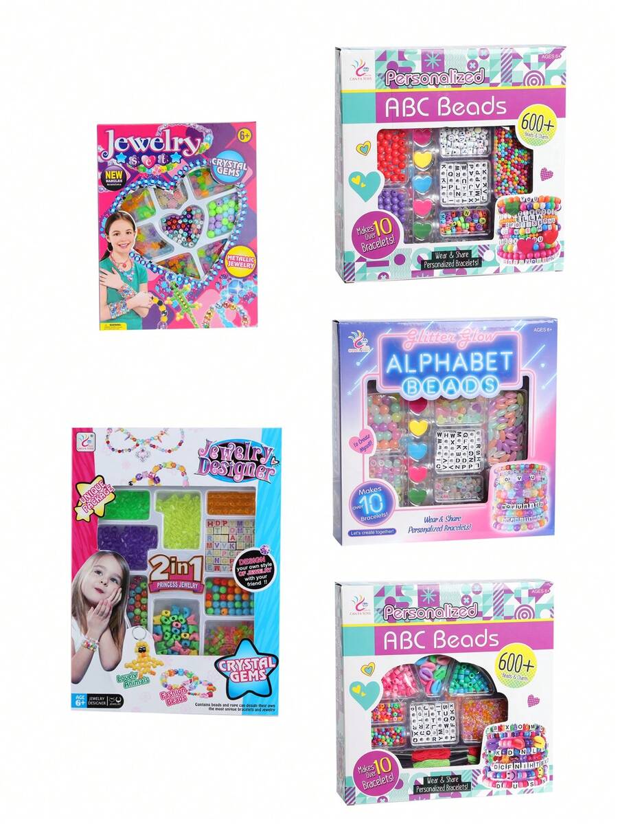 Kit de manualidades de cuentas de moda para niños: Juego de bisutería hecha a mano con collares, pulseras y accesorios para el cabello, kit de fabricación de joyas para niños para pulseras, collares, accesorios para el cabello y regalos - Multicolor - Ver 1