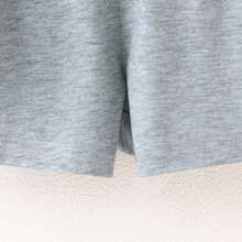 Baby Boy Letter Printed Short Sleeve Hoodie And Shorts Set - Grey - View 7