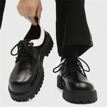 Men's Black Penny Loafers Lace-Up Leather Shoes, Versatile And Comfortable For Various Occasions - Black - View 2