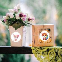 500張/捲圓形動物貼紙,8種狐狸卡通貼紙適用於儲物修整標籤,信封密封貼,賀卡和禮品包裝 - 彩色 - 查看 5