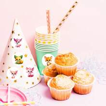 500張/捲圓形動物貼紙,8種狐狸卡通貼紙適用於儲物修整標籤,信封密封貼,賀卡和禮品包裝 - 彩色 - 查看 6