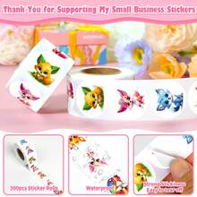 500張/捲圓形動物貼紙,8種狐狸卡通貼紙適用於儲物修整標籤,信封密封貼,賀卡和禮品包裝 - 彩色 - 查看 4