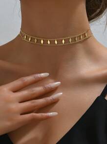 CAMBRIAN 1 Miếng Gấp đôi Nhiều lớp Vòng cổ choker Đối với phụ nữ Với Duy nhất , Đã nâng cấp & Thanh lịch Thiết kế ; Hợp thời Và Sành điệu Ăn mặc  Phụ kiện - Vàng - Xem 2