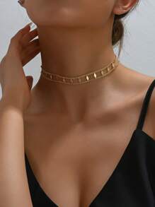 CAMBRIAN 1 Miếng Gấp đôi Nhiều lớp Vòng cổ choker Đối với phụ nữ Với Duy nhất , Đã nâng cấp & Thanh lịch Thiết kế ; Hợp thời Và Sành điệu Ăn mặc  Phụ kiện - Vàng - Xem 3