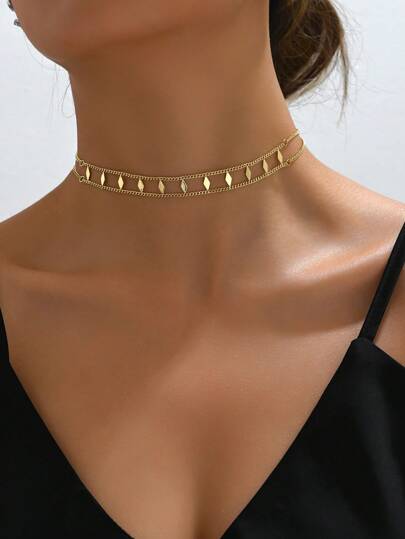 CAMBRIAN 1 Pieza Collar Gargantilla De Doble Capa Para Mujeres Con Diseño Único, Mejorado Y Elegante; Accesorio Elegante Y Con Estilo Para El Vestido