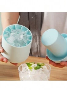 家用硅膠圓形冰塊模具,配有冰盤,diy冰淇淋工具 - 淺藍色 - 查看 12