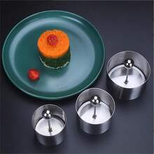 Molde De Bola De Arroz De Acero Inoxidable Para Chef De Hotel, Juego De Moldes Redondos Para Plato Frío, Herramientas Para Hornear Pasteles, 1/3 Uds. - Plateado - Ver 3