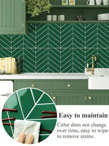 4入組防水魚骨圖案3d紋理牆板diy瓷磚,可拆卸自粘牆磁貼廚房浴室防濺背景牆 - 墨綠色 - 查看 6