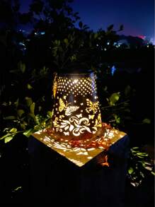 1入復古鐵藝太陽能燈帶繩掛飾,適用於庭院、花園、陽台及戶外裝飾 - 紅銅色 - 查看 3