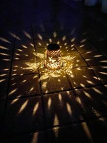 1入復古鐵藝太陽能燈帶繩掛飾,適用於庭院、花園、陽台及戶外裝飾 - 紅銅色 - 查看 6