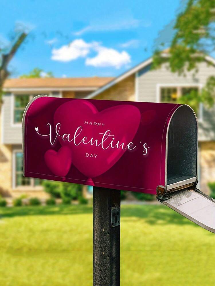 1 peça Decoração de casamento em forma de coração vermelho de 20,86" X 18,11", Capa de Caixa de Correio à Prova de Vento e à Prova d´Água de Aquarela; Material Durável e Fácil de Instalar; Tamanho Padrão e Grande Serve para Decoração de Casa / Jardim. - Vermelho - Ver 1