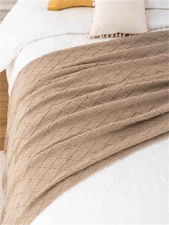 针织毯子，适合沙发，棕色波西米亚风格，秋季家居装饰，适合沙发、感恩节和圣诞节