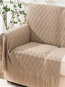 Knitted Throw Blanket, Suitable For Sofa, Bohemian Style In Brown, Autumn Home Decor, Fit For Sofa, Thanksgiving And Christmas