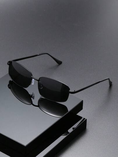 Gafas de sol polarizadas de metal cuadradas estilo retro para hombres, decoración clásica y elegante para exterior, viajes, vacaciones en la playa, con protección UV. Accesorios de gafas de sol para verano, playa, vacaciones, exterior y viajes.