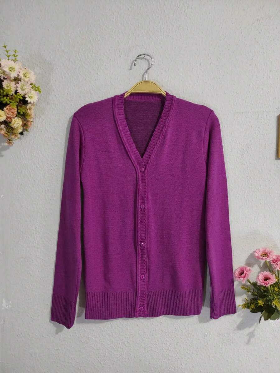 Women Cardigans - Red Violet - View 1